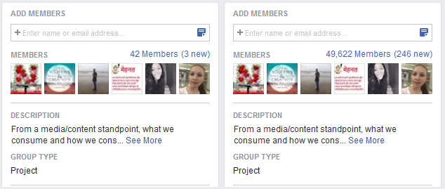 Facebook Group Members Joins Before and After